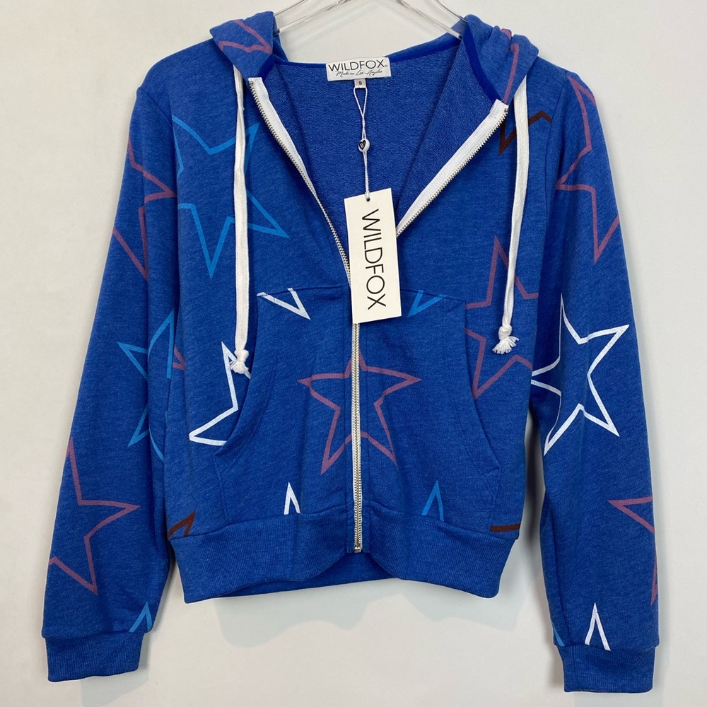Wildfox Regan Starlight Zip Hoodie Blue Small NWT - Picture 6 of 8